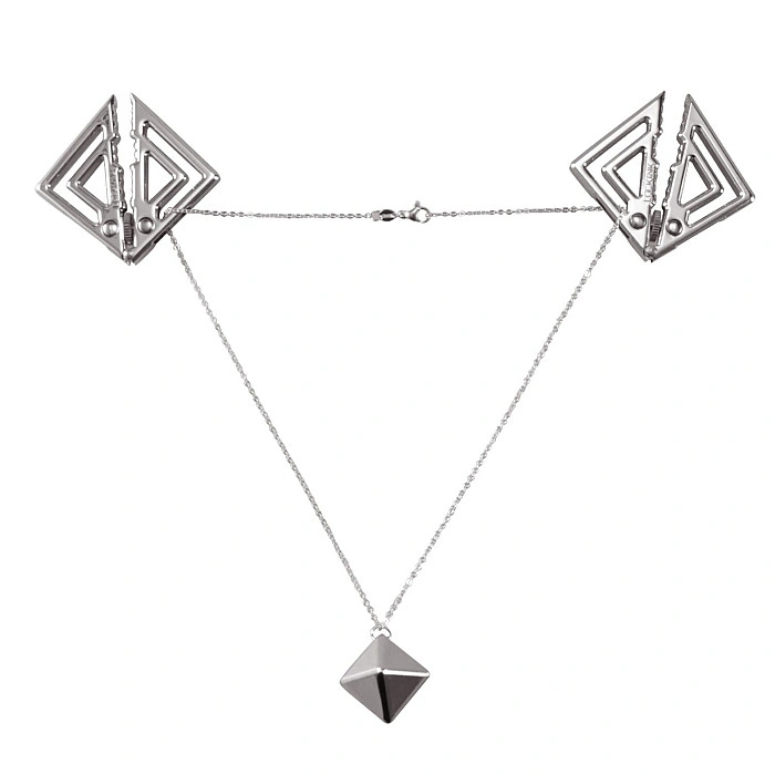 Зажимы для сосков с тяжелой подвеской LOCKINK Adjustable Nipple Clamps with Heavy Pendant, под серебро
