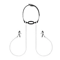 Зажимы с кляпом для сосков Bedroom Fantasies: Nipple Clamps & Silicone Gag Ring