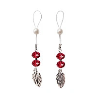 Украшения с бусинами и листиком для сосков Art of Sex – Nipple Jewelry Leaf, красные